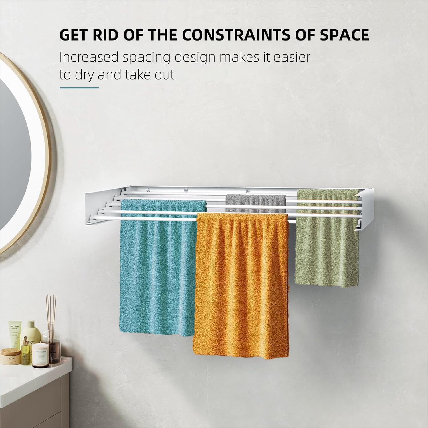 Laundry Drying Rack, Collapsible Wall Mounted Clothes Drying Rack - Drying Rack Clothing Foldable,Space Saving, 31.5