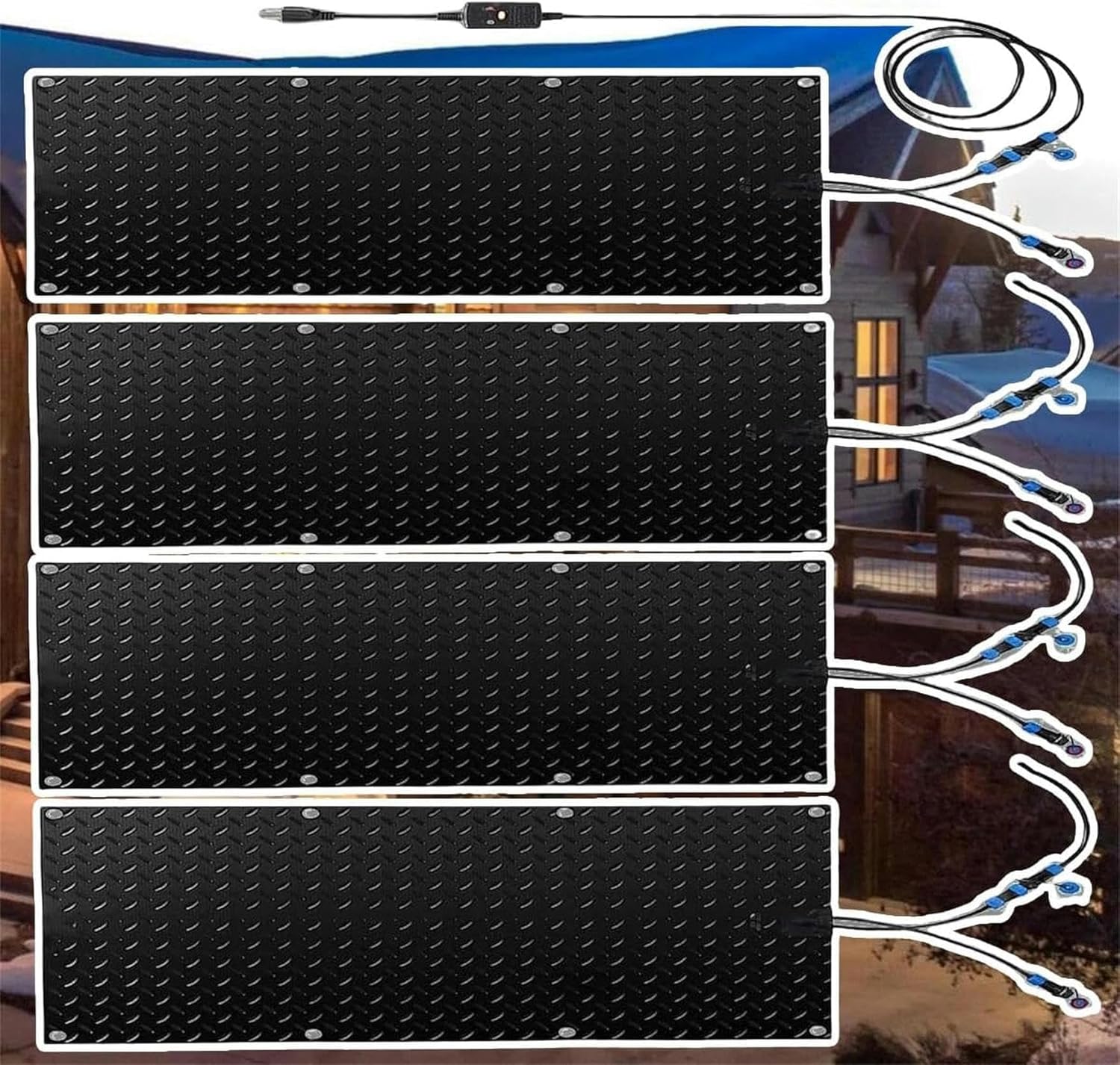 AMNOOL Snow Melting Walkway Mat Roof Heat Panel for Ice Dams Non Slip Rubber Heated Mat Black Roof Heated Outdoor Mats for Winter