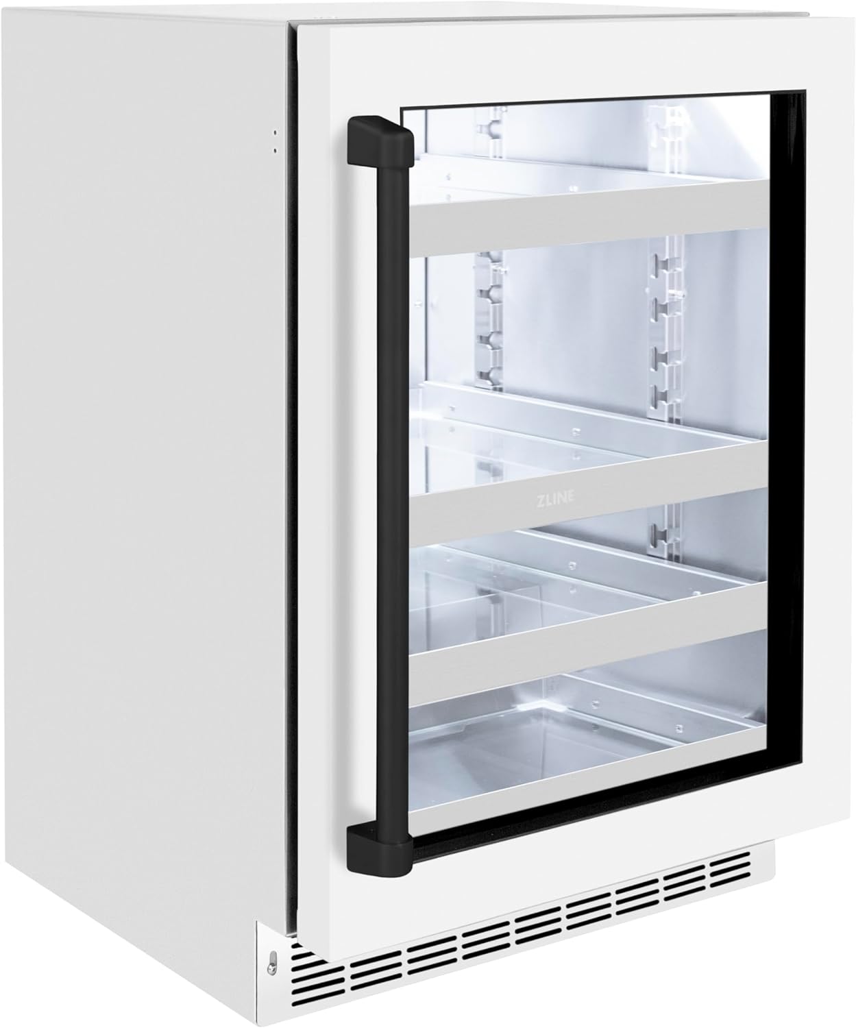 ZLINE Autograph Edition 24 in. Touchstone 151 Can Beverage Fridge With White Matte Glass Door And Matte Black Handle (RBSOZ-WM-24-MB)