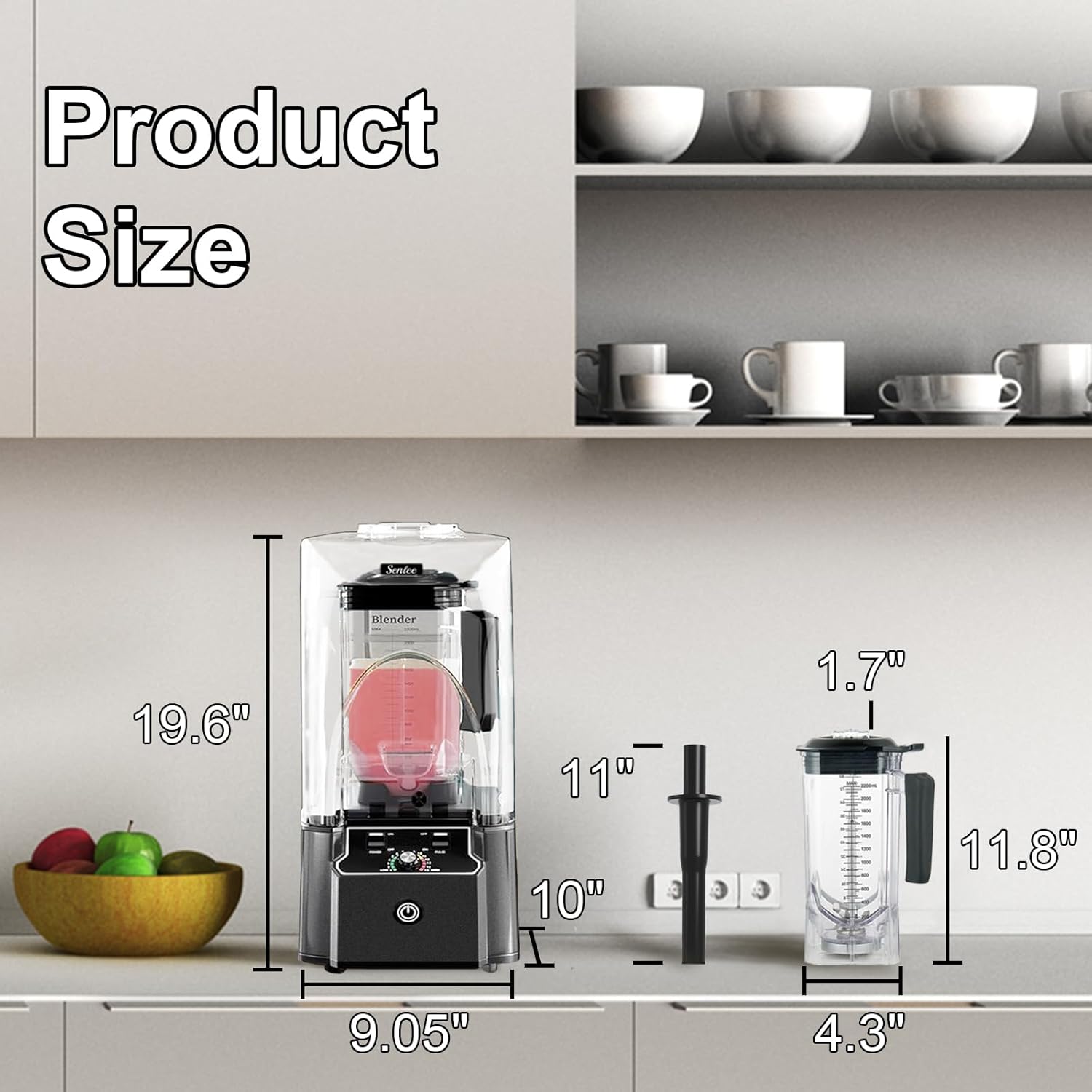 Commercial Blender for Smoothies, 2.5HP Motor, Stainless Steel Blade, 80oz Pitcher for Shakes, Smoothies, Ice Crushing, Frozen Drinks, 15 Speeds, Self-Cleaning, Grey