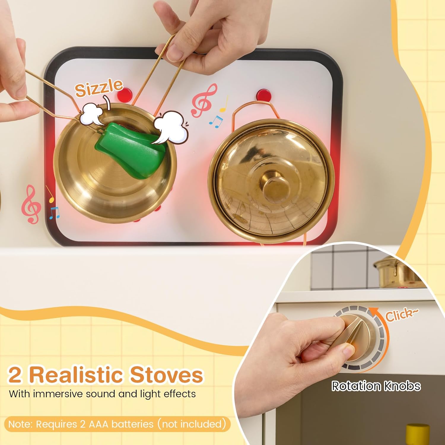 Costzon Kids Corner Play Kitchen, Pretend Play Kitchen Set w/Ice Dispenser, Stoves, Oven, Microwave, Dishwasher, Water Faucet & Accessories, Wooden Toy Kitchen Playset for Boys & Girls 3+