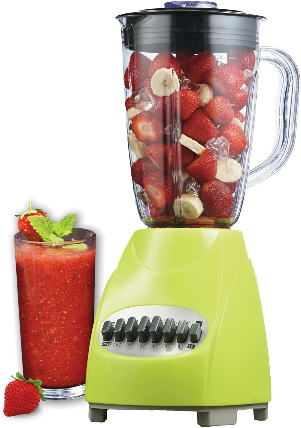 12-Speed Countertop Blender with Pulse Function – 50oz BPA-Free Jar, Stainless Steel Blades, Ice Crusher & Smoothie Maker, 350W Kitchen Blender (Green)