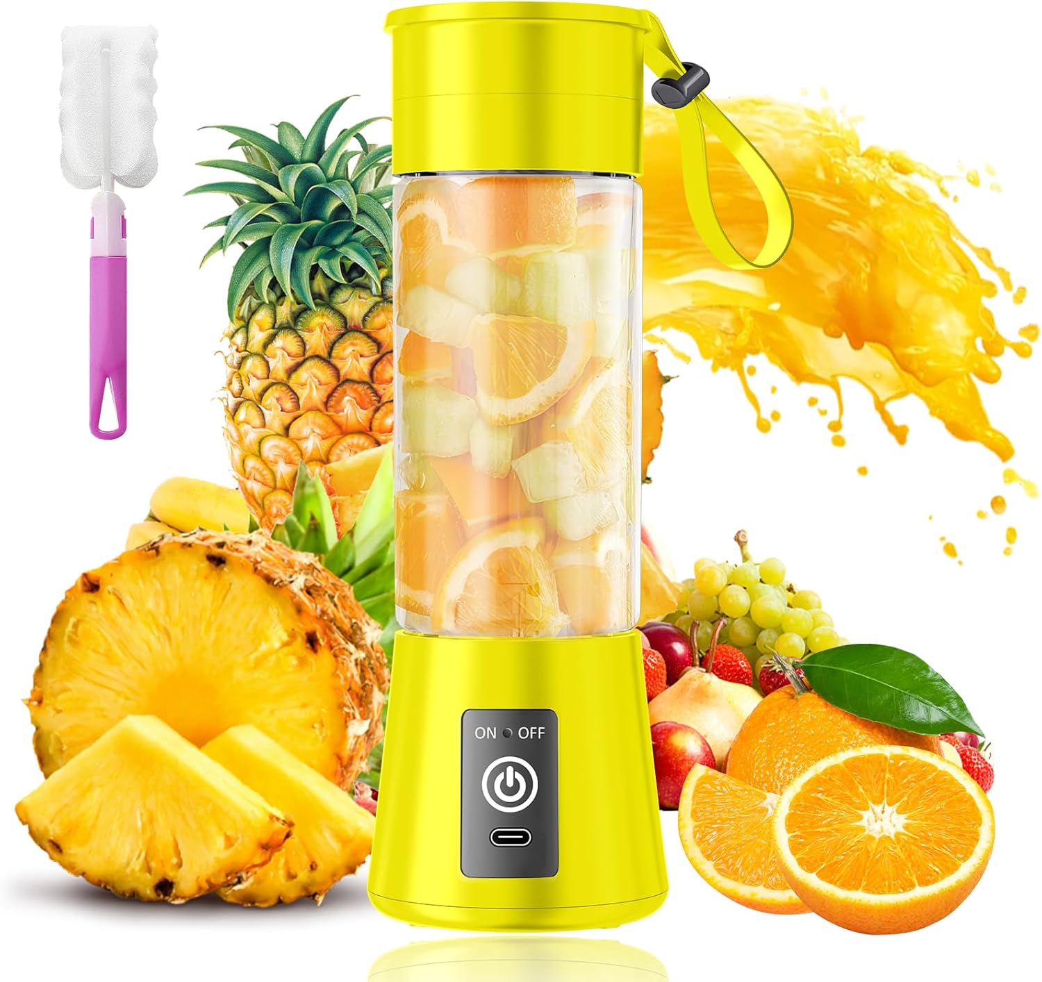Portable Blender for Smoothies & Shakes - Cordless Personal Size Blender with 6 Blades, 380Ml Juice Cup, Lightweight & Rechargeable, Freshly Squeezed for Picnic/Sports/Office