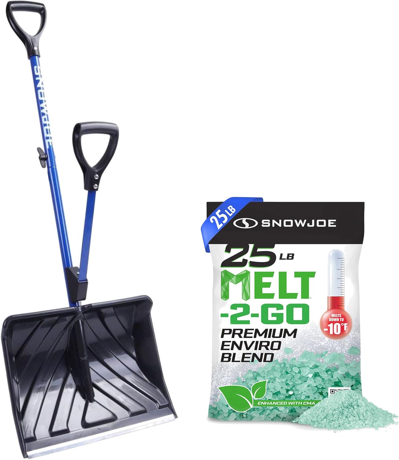 Snow Joe Shovelution Snow Shovel Strain Reducing with Handle and Snow Deicer