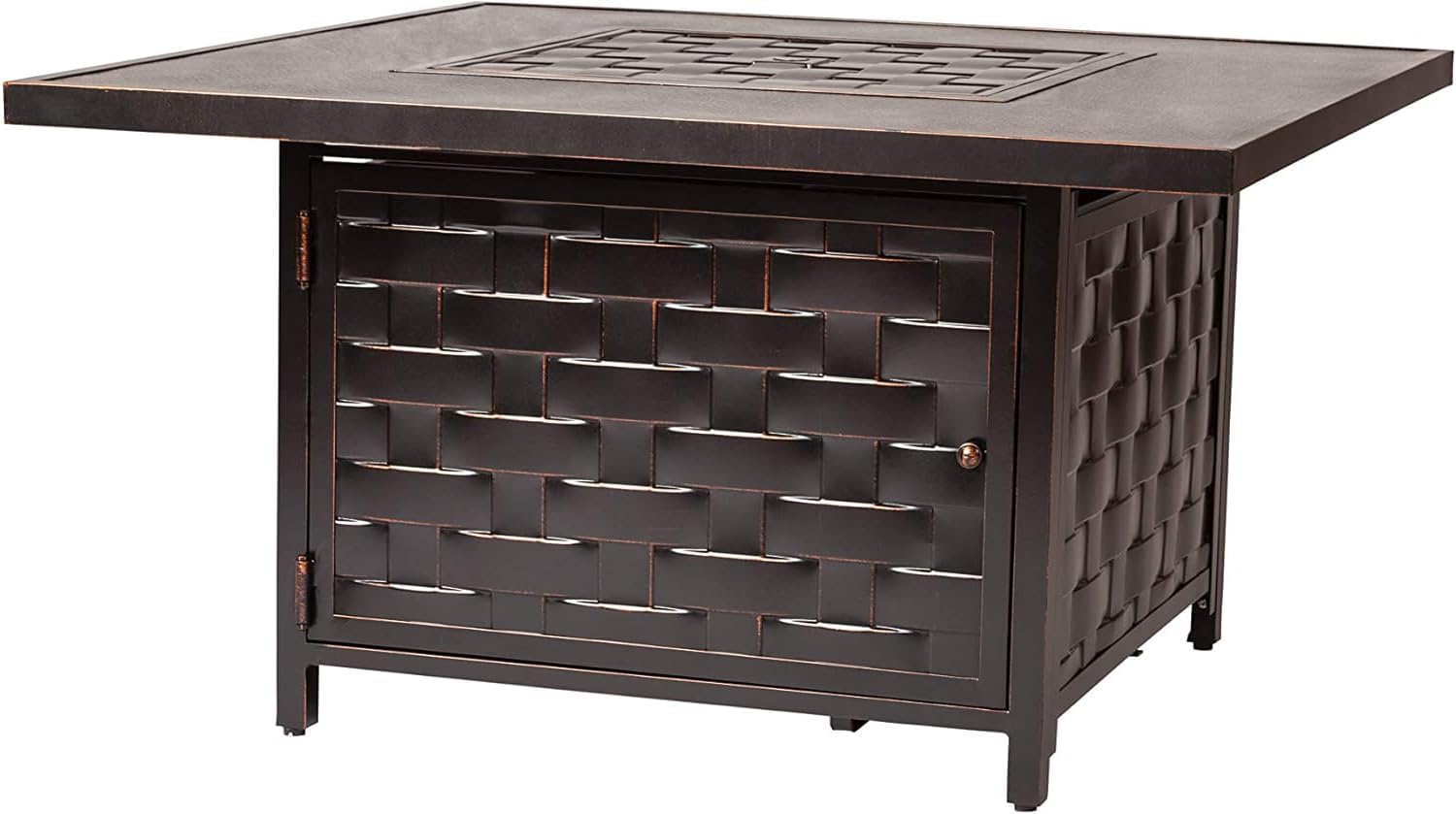 Square LPG/NG Gas Fire Pit Table 55K BTU w/Burner Lid, Cover, Fire Glass #65125