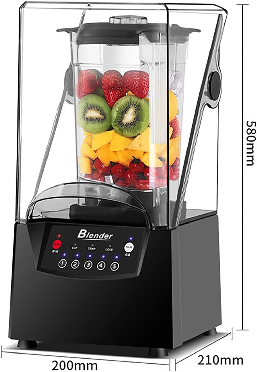 Blender Smoothie Machine, Noise Reduction 2200W 2L Blender and Smoothie Maker, 2.5MM Blade Ice Crusher with Cover Silent Broken Wall Cooking Machine