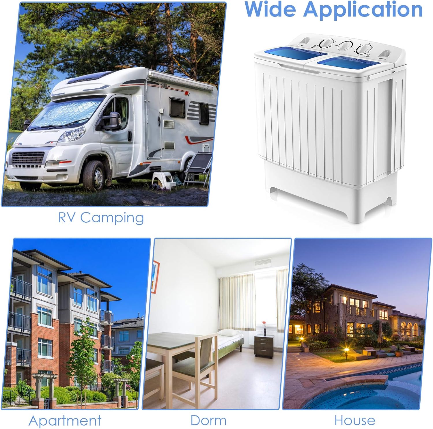 RELAX4LIFE Portable Twin Tub 20 LBS Capacity Laundry Washer & Spinner, Timer, Semi-Automatic Mini Washer and Dryer Combo for Apartment Dorm RV