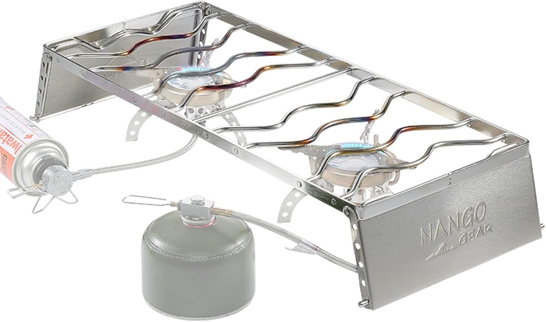 NANGOGEAR (Amazon.co.jp Exclusive) Grill Stand, 6 Height Adjustment Function, Adjustable Stand, Trivet, Camping, Folding Storage