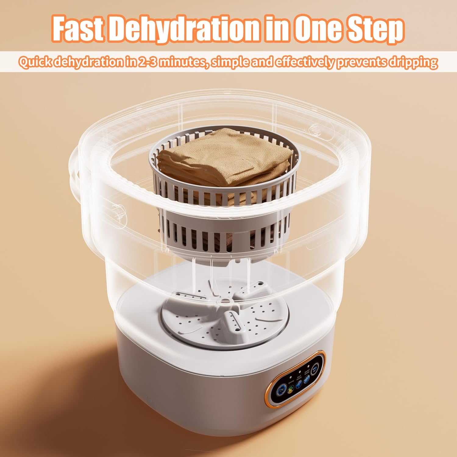 Portable Washing Machine Mini Foldable 16L Washer Laundry with Spin Basket Portable Washer Machine for Apartment RV Travel Camping 3 Cleaning Modes Suitable for Small Clothes and Underwear (WHITE)