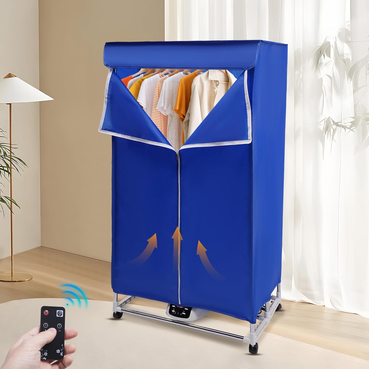 Portable Dryer, 110V Electric Dryer For Clothes Dryer Machine, 2 Tier Foldable Apartment Dryer, Mobile Mini Small Dryer Machine For Apartment, RV, Laundry, Travel (No Remote Control)