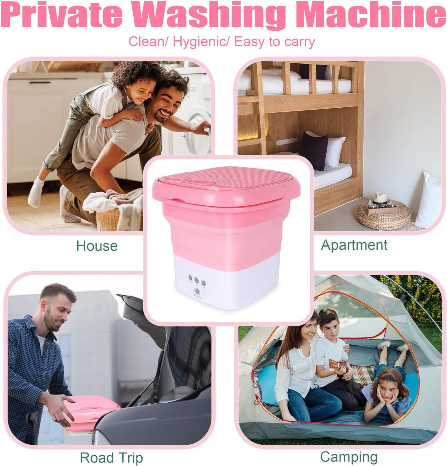 Portable Mini Washing Machine with Drainage Basket Foldable Washing Machine Half Automatic Small Washer with Washboard for Laundry for Apartment Dorm Camping or RV