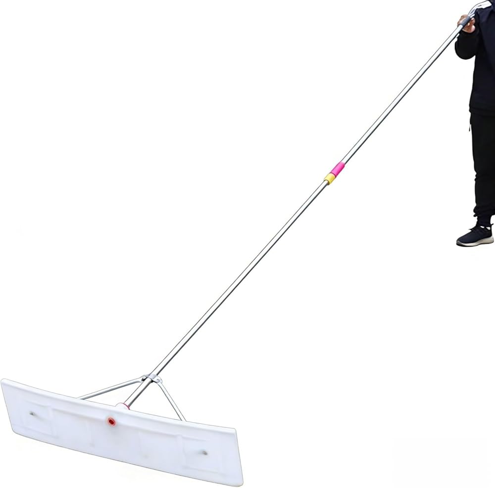 Roof Snow Rake with Extendable Pole, 20.5 ft Aluminum Roof Snow Remover, Wide Flat Blade with Reinforced Ribs, Ice and Snow Removal for Residential Roof