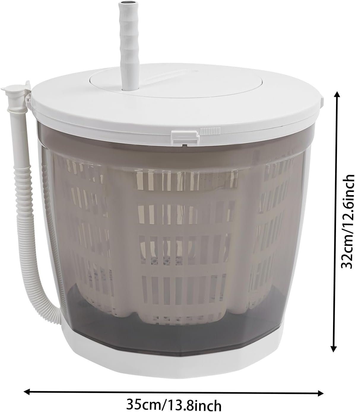 2 in 1 Non-Electric Washing Machine, Portable Hand Cranked Manual Clothes Non-Electric Washing Machine for Rvs, Camping, Apartments, And Dorms, Grey