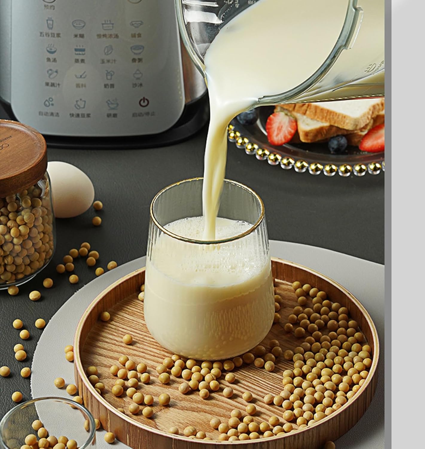 Stainless Steel Blender with Heating, 800W Glass jar Blender with Keep Warm Auto Clean 14 Functions for Nut Milk Smoothies Sauce