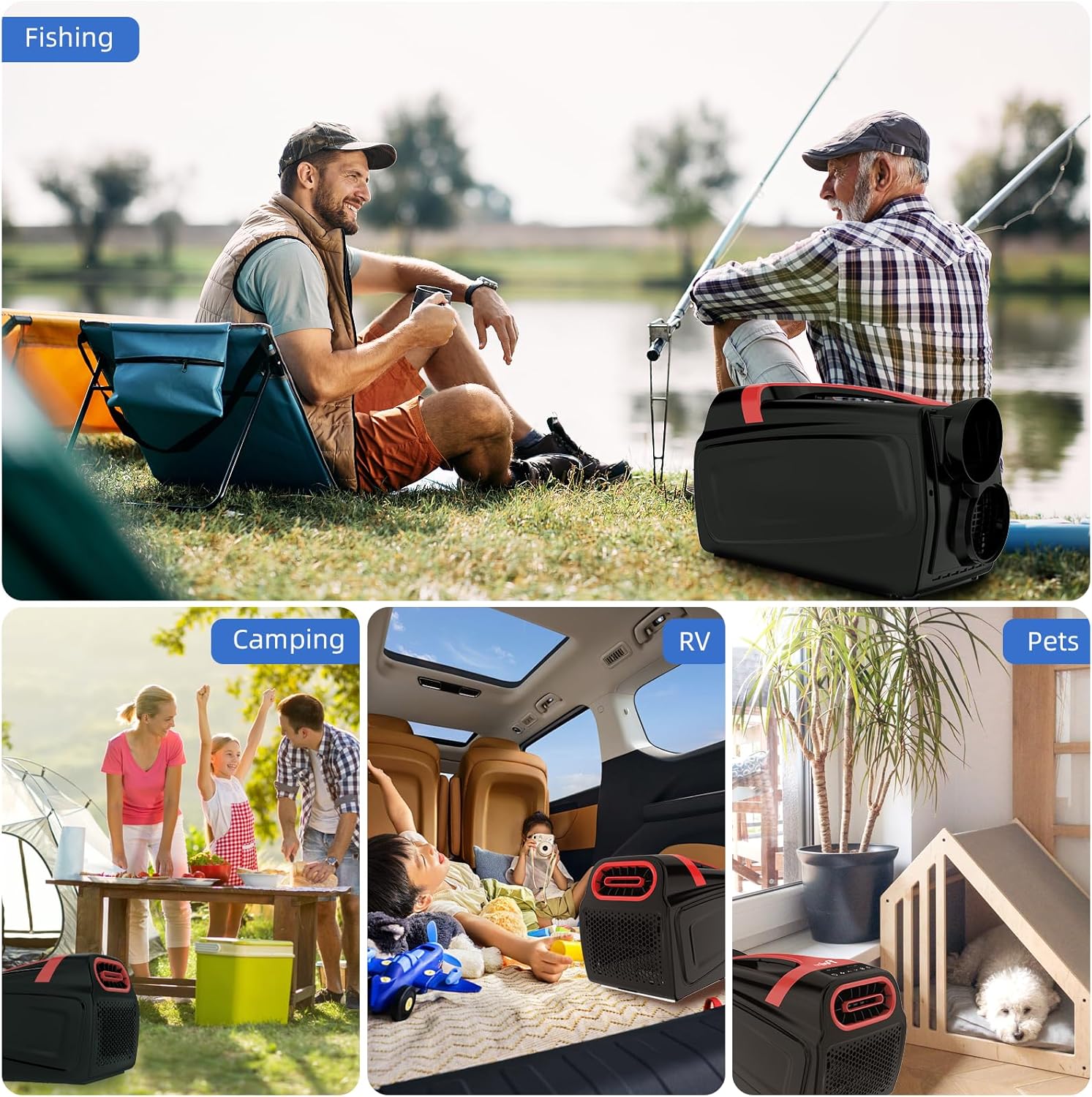 Portable Air Conditioner for Tent, 3,500 BTU AC Unit with Fan Mode for Truck Van Outdoor Camping Small Rooms, 400W Drain Free Air Cooler with Dual Hoses