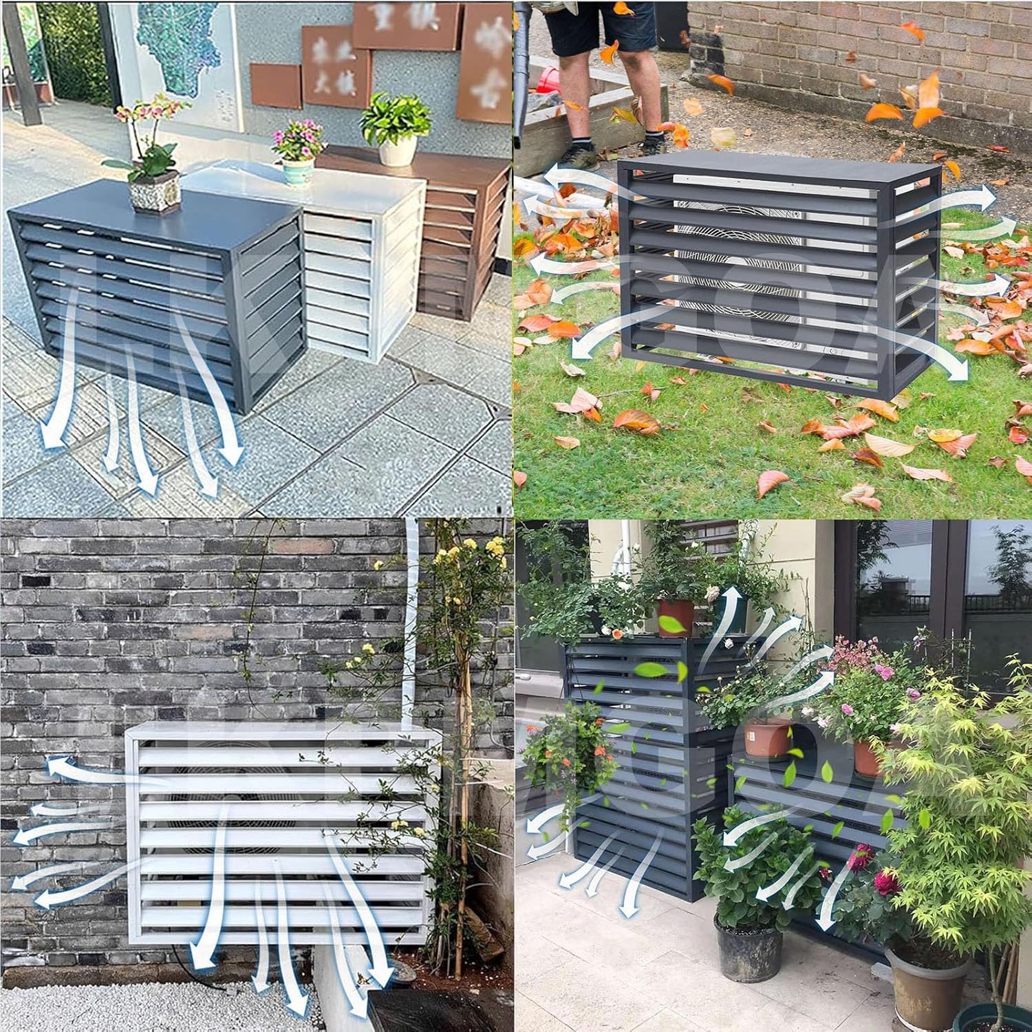 Air Conditioner Cover for Outside Unit, Aluminum Air Conditioner Cover, for Outdoor Privacy, Noise Reduction, Theft Prevention(Brown,110cm)