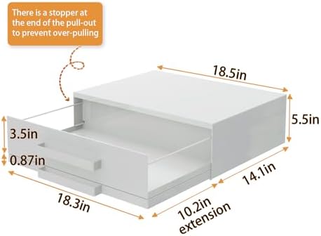 Steel Microwave Stand with Pull-Out Drawers & Shelves | Countertop Organizer for Compact Microwaves, Coffee Station & Kitchen Appliance Storage (White+Drawer+Shelf)