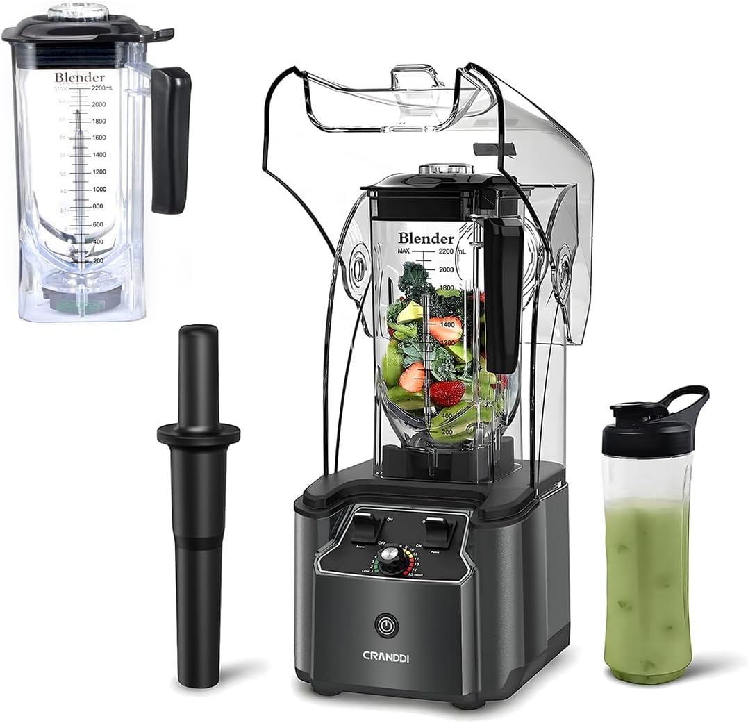 CRANDDI Commercial Quiet Blender K90 with BPA-FREE 80oz Pitcher