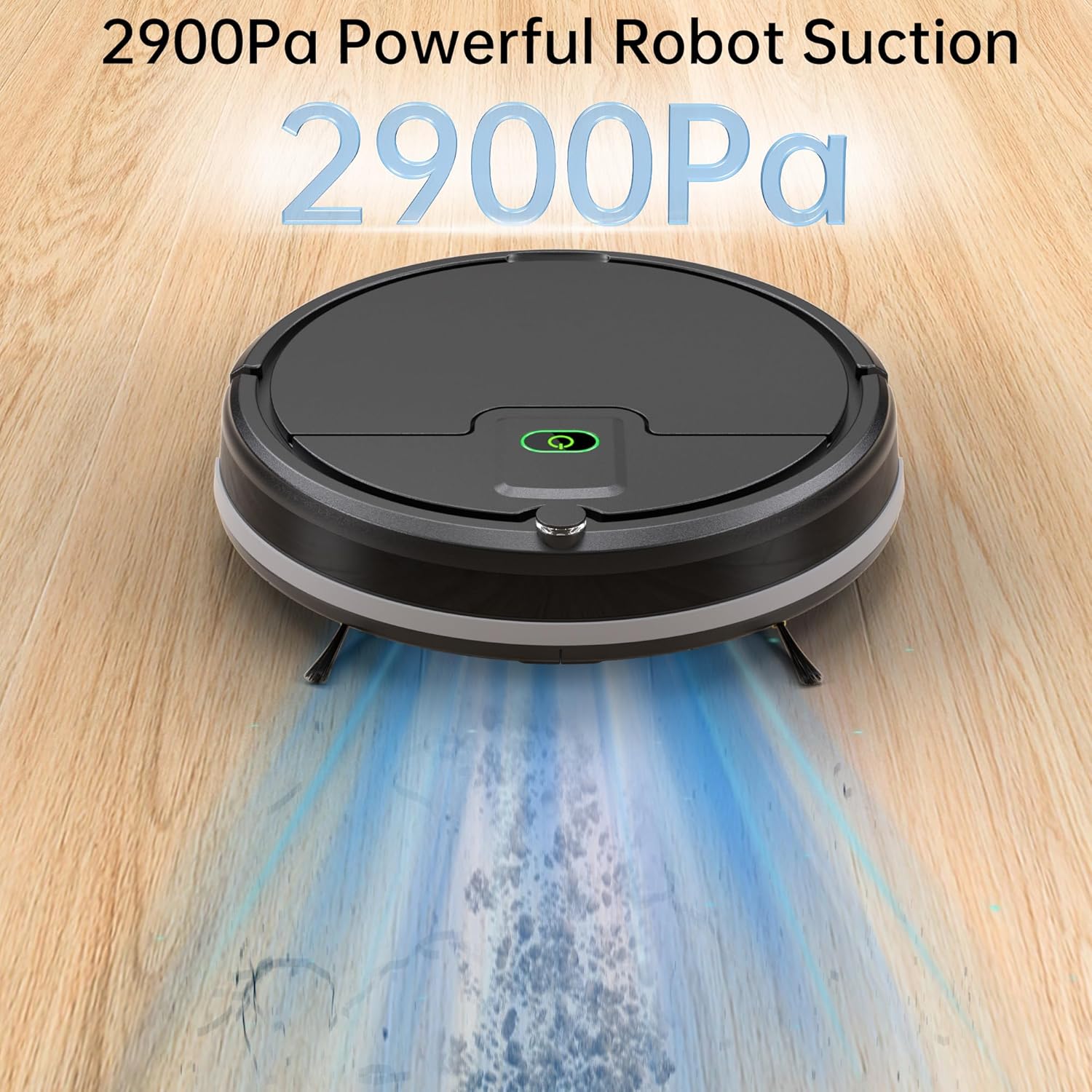 Robot Vacuum,Upgraded 2900Pa Super Thin Robotic Vacuum, 120Mins Max, Tangle Free, Automatic, Quiet Cleaning Robot Vacuum Cleaner for Pet Hairs,Dust,Hardwood Floors & Low-Pile Carpets (Black)