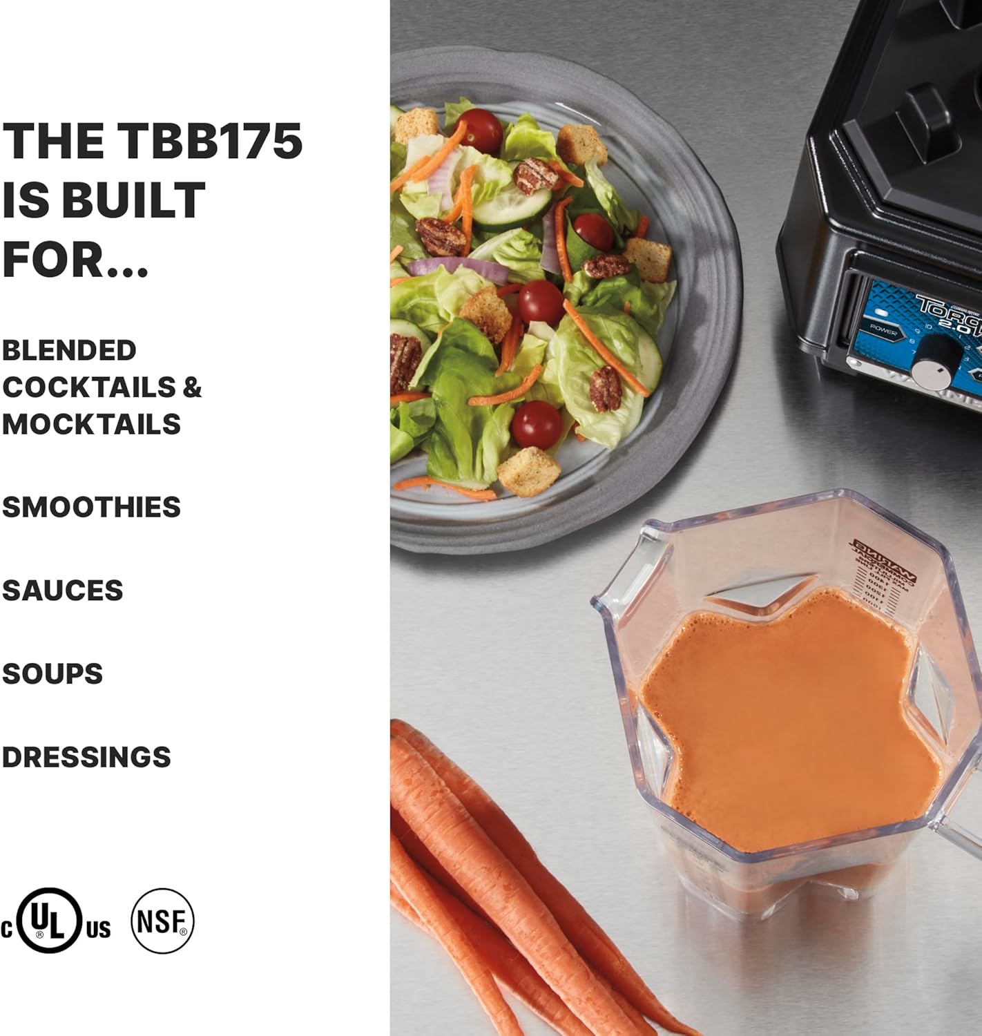 Waring Commercial 2 HP Blender,Variable Dial Controls with 48 oz. BPA-Free Copolyester Container