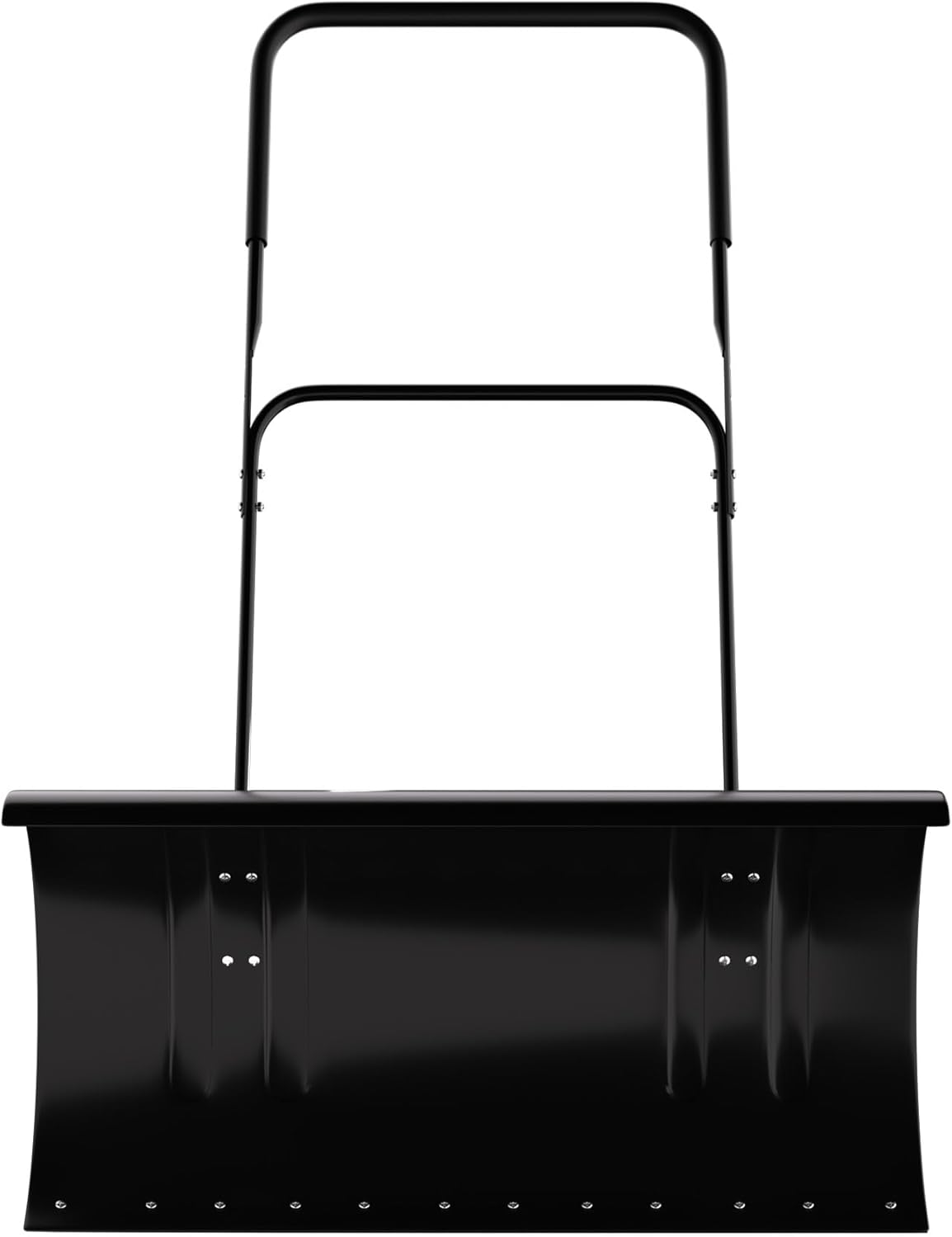 29In Heavy-Duty Steel Snow Pusher - Snow Shovel with Wheels, 5-Height Adjustable Handle & All-Terrain Non-Slip Wheels, Adjustable Angle for Snow Removal on Driveways, Sidewalks, Yards & Decks(Black)