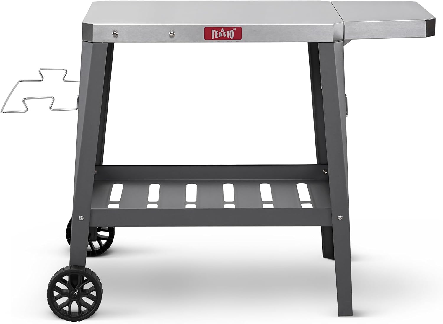 Outdoor Grill Cart, Pizza Oven Table with Wheels, Stainless Steel Countertop with Foldable Extension Table, Versatile Food Prep Grill Cart for Outdoor BBQ Cooking Gathering