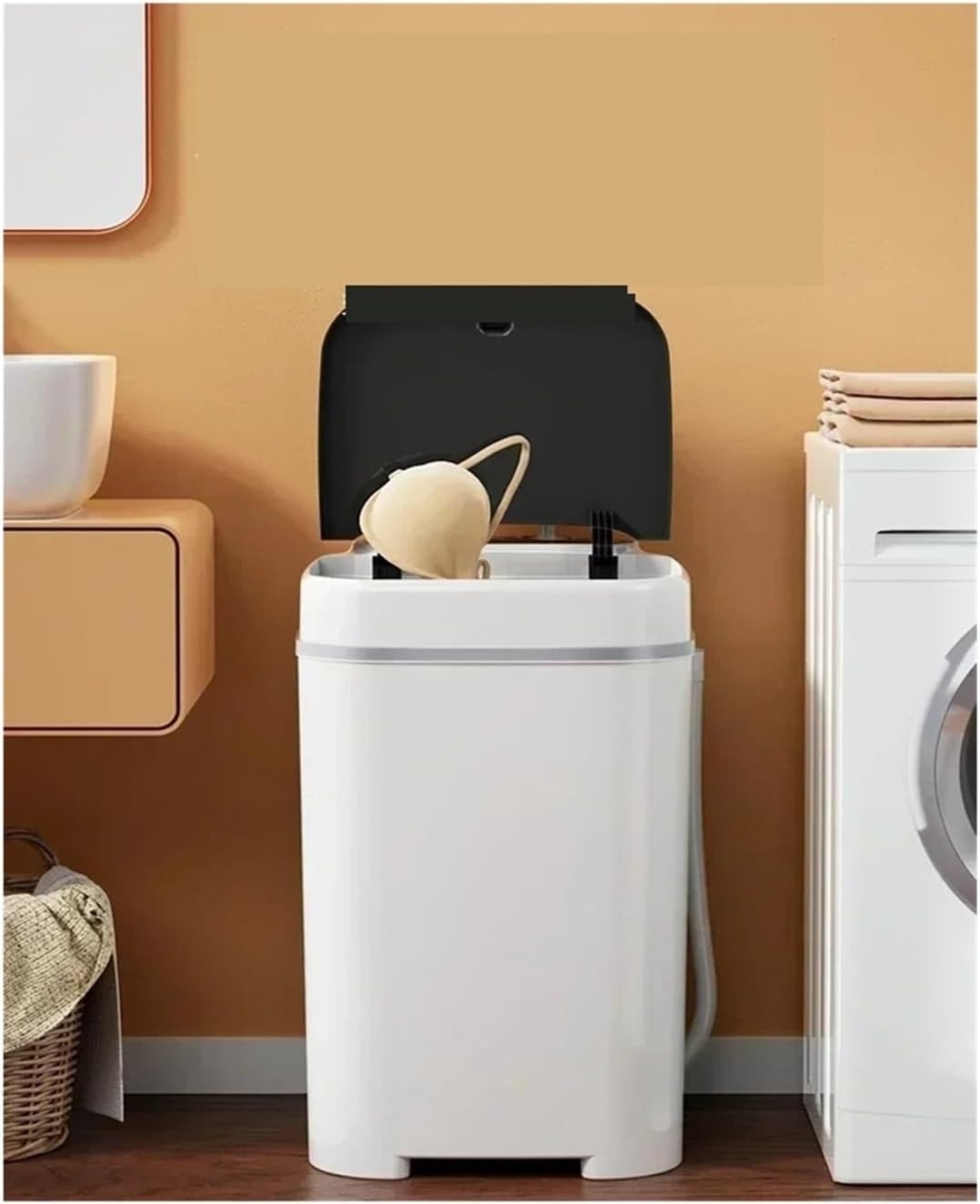 Compact Laundry. Household Washing Machine Large Capacity Mini And Small Semi-automatic Rental Option Portable Easy To Operate .Portable(Black)