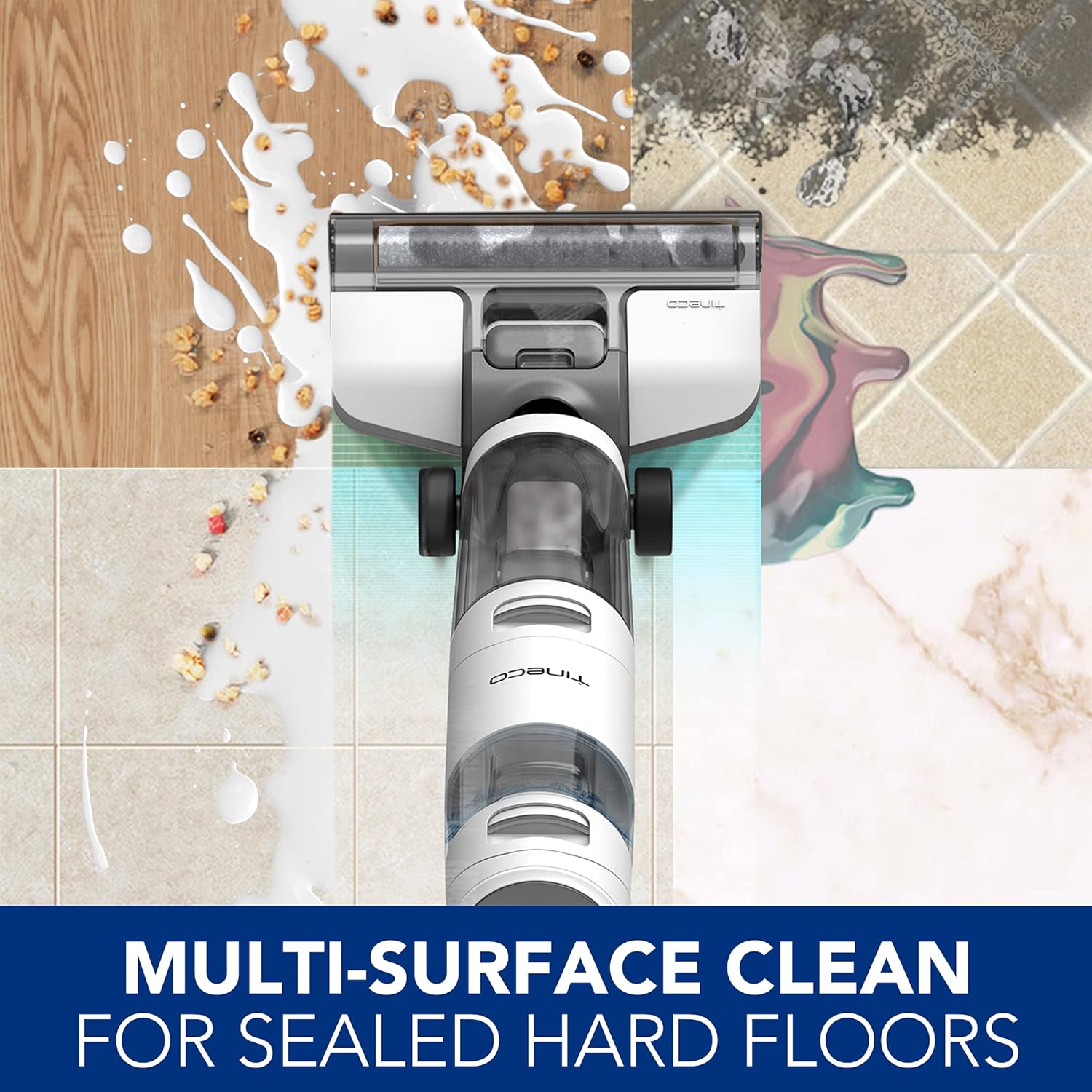 Tineco iFLOOR 3 Breeze Complete & 33.8 OZ Floor Cleaning Solution & Replacement 2 HEPA Assembly 2 Brush Roller Set, Cordless Wet Dry Vacuum Floor Cleaner and Mop