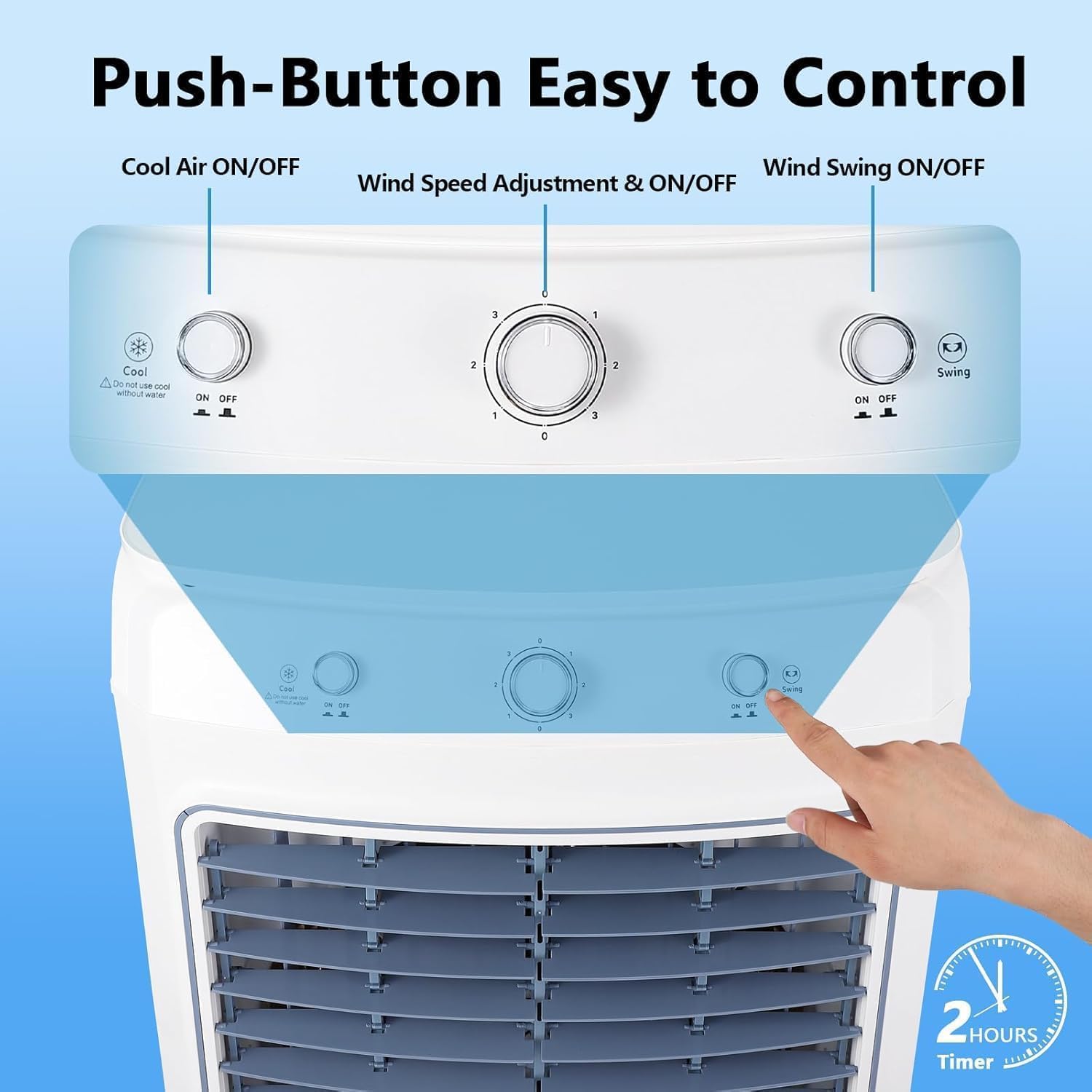 Evaporative Air Cooler with 15.8 Gallon Water Tank, Portable Swamp Cooler with 4 Ice Packs, 2-Hour Timer, 120° Oscillation, Quiet Cooling Fan for Bedroom, Home, and Office