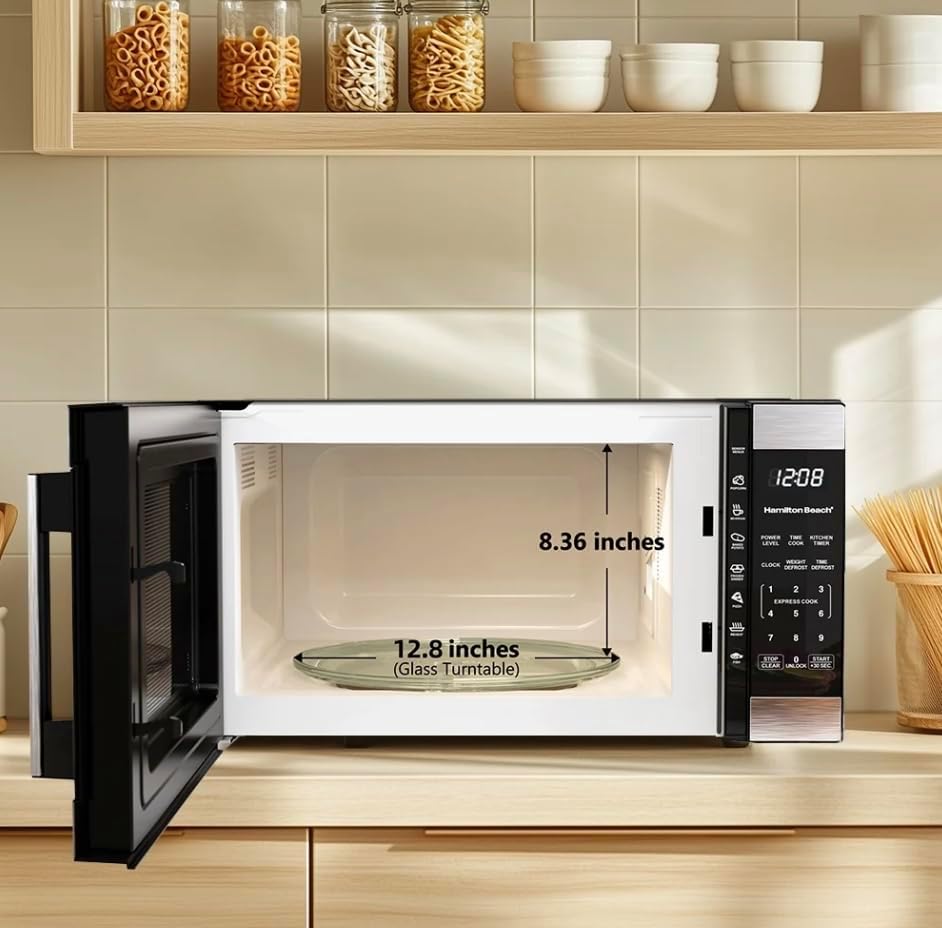 Aurevia™ SenseCook Pro Countertop Microwave, 1.6 Cu Ft, 1100W, Stainless Steel, LED Display, 7 Sensor Cook Options, 12.4-Inch Turntable, 21.8x19.8x12.2-Inch