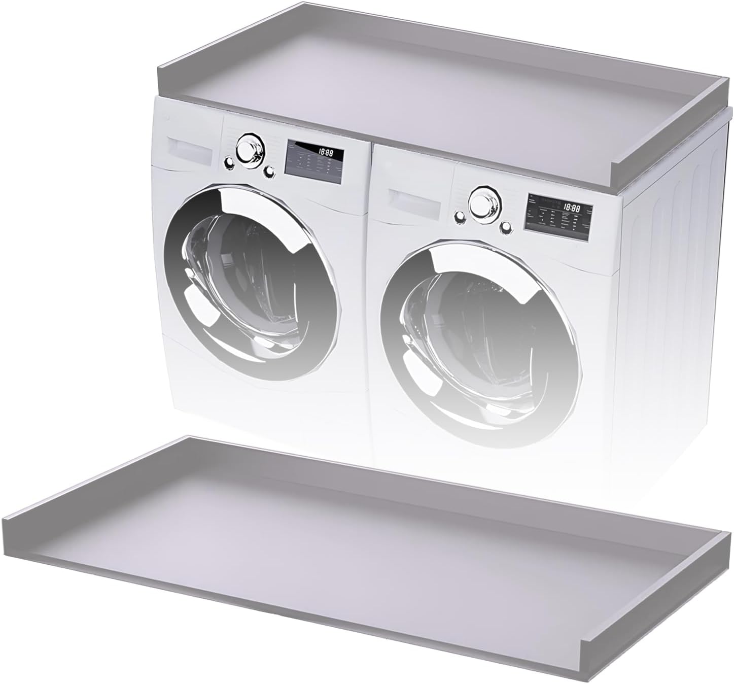 B&B HARDWARE Over Washer and Dryer Countertop - Heavy-Duty Laundry Countertop - Washer Dryer Shelf - Laundry Room Topper - Washing Machine Shelf with Silicone Pegs - Light Gray, 26 x 54