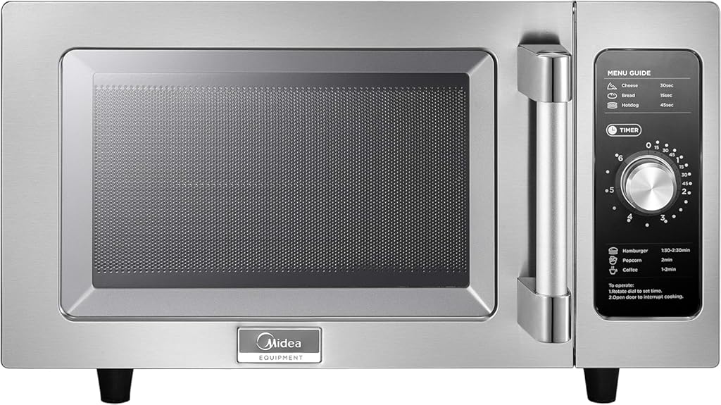 Midea Equipment 1025F0A Countertop Commercial Microwave Oven with Dial, 1000W, Stainless Steel, .9 CuFt