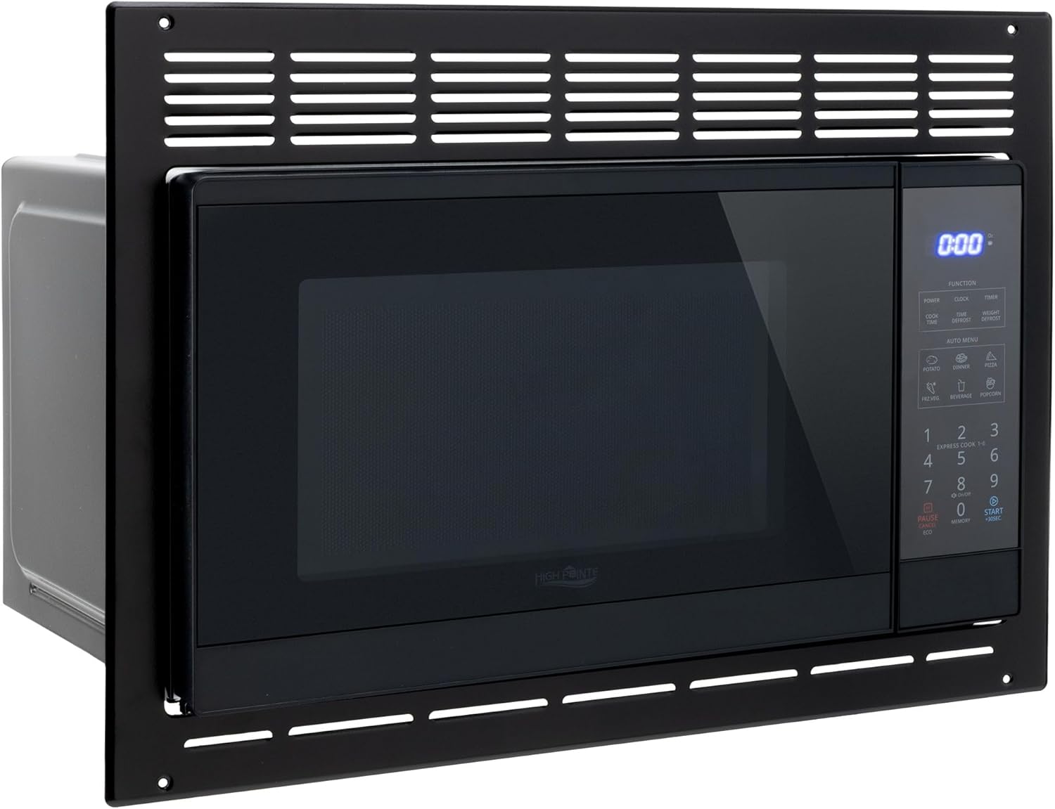 Tough Grade Black 0.9 Cu. Ft. Built-In Microwave with Trim Kit | 120V | Compact Design for RV Cabinets | 10 Power Levels | 6 Auto Cook Options | Child Lock | Eco and Mute Mode
