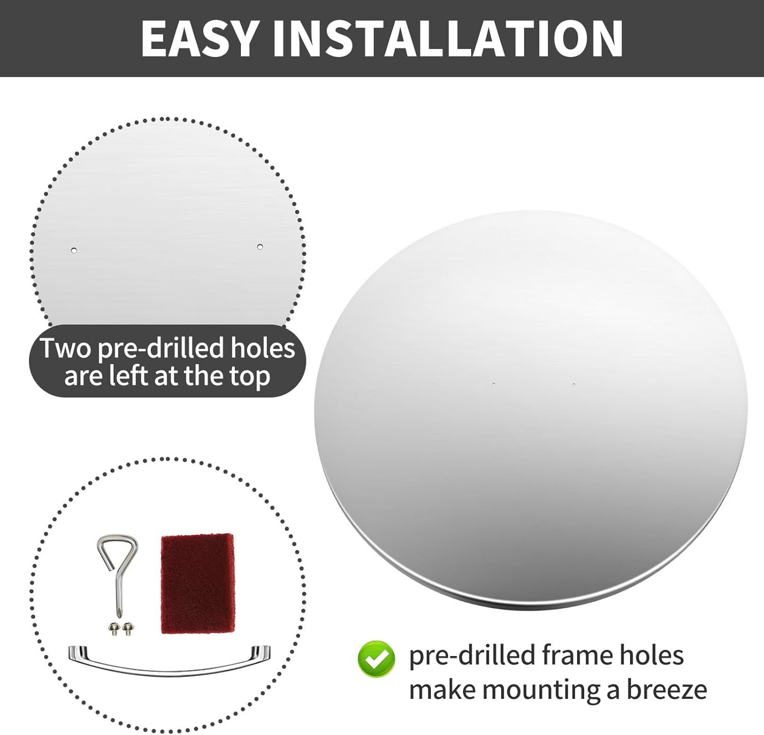 RYFT Fire Pit Lid Round, 34'' Fire Pit Lid, 304 Stainless Steel Fire Pit Cover, Fits 30