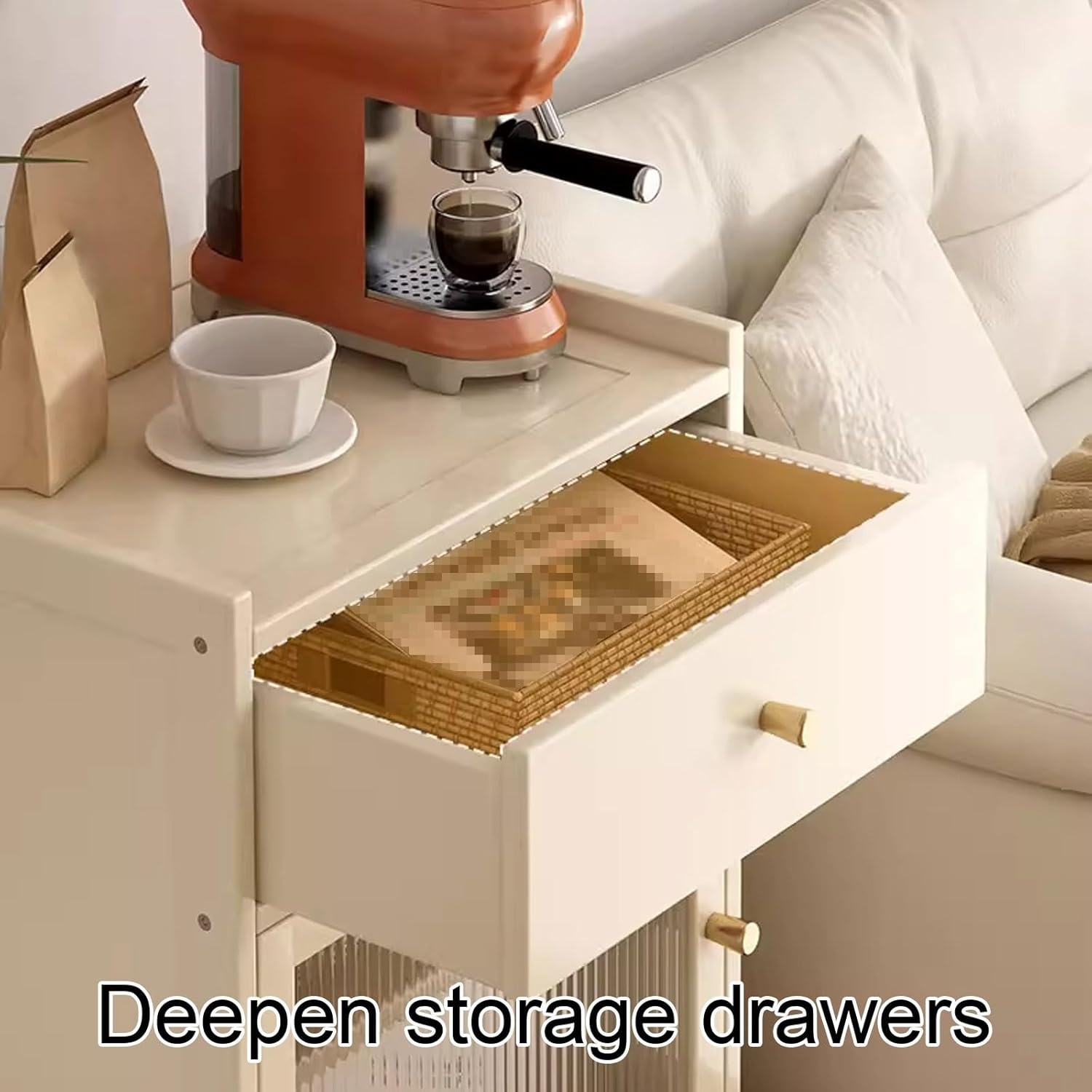 Wood Organizer Stand for Robotic Vacuum Robot Vacuum Stand Cabinet 2-Door Design with Drawers and Glass Doors Removable Shelves Office Storage Cabinet(Natural)