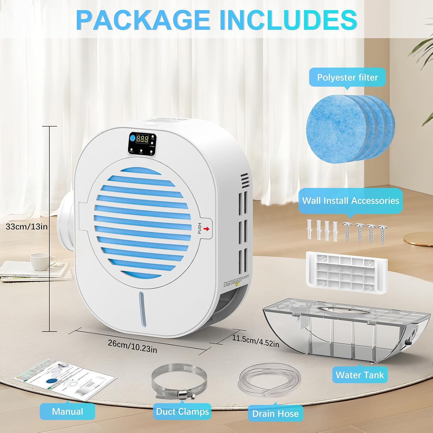 Upgrade 4-in-1 Indoor Dryer Vent Box With Dehumidifier for Protect Furniture, Electric Dryer Kit, Lint Trap, Intelligent Temperature and Humidity Display