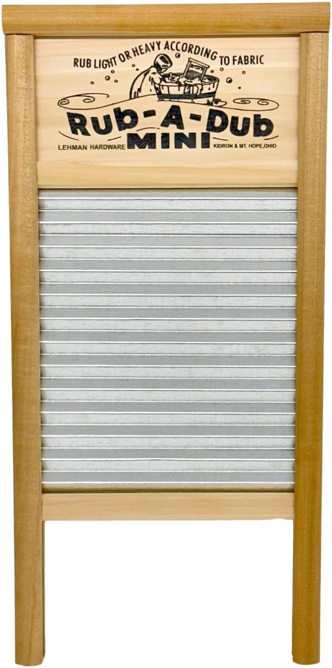 Lehman's Galvanized Steel Manual Washboard, Rub-A-Dub, Wavy, V Crimp, for Function, Decor, or Music, Small 18 in x 8.5 inches
