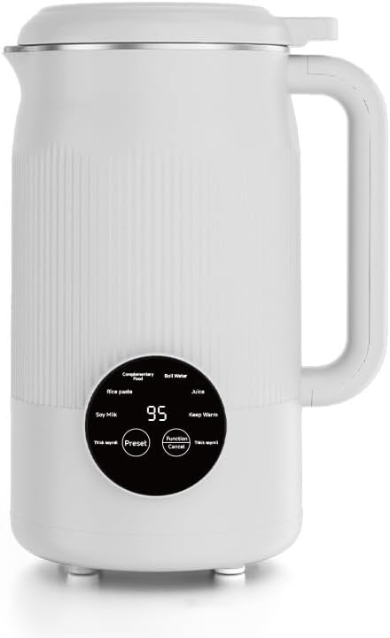 Electric Soy Milk Maker, 1200ml Capacity, Digital Display, Multi-Function Kitchen Blender, White