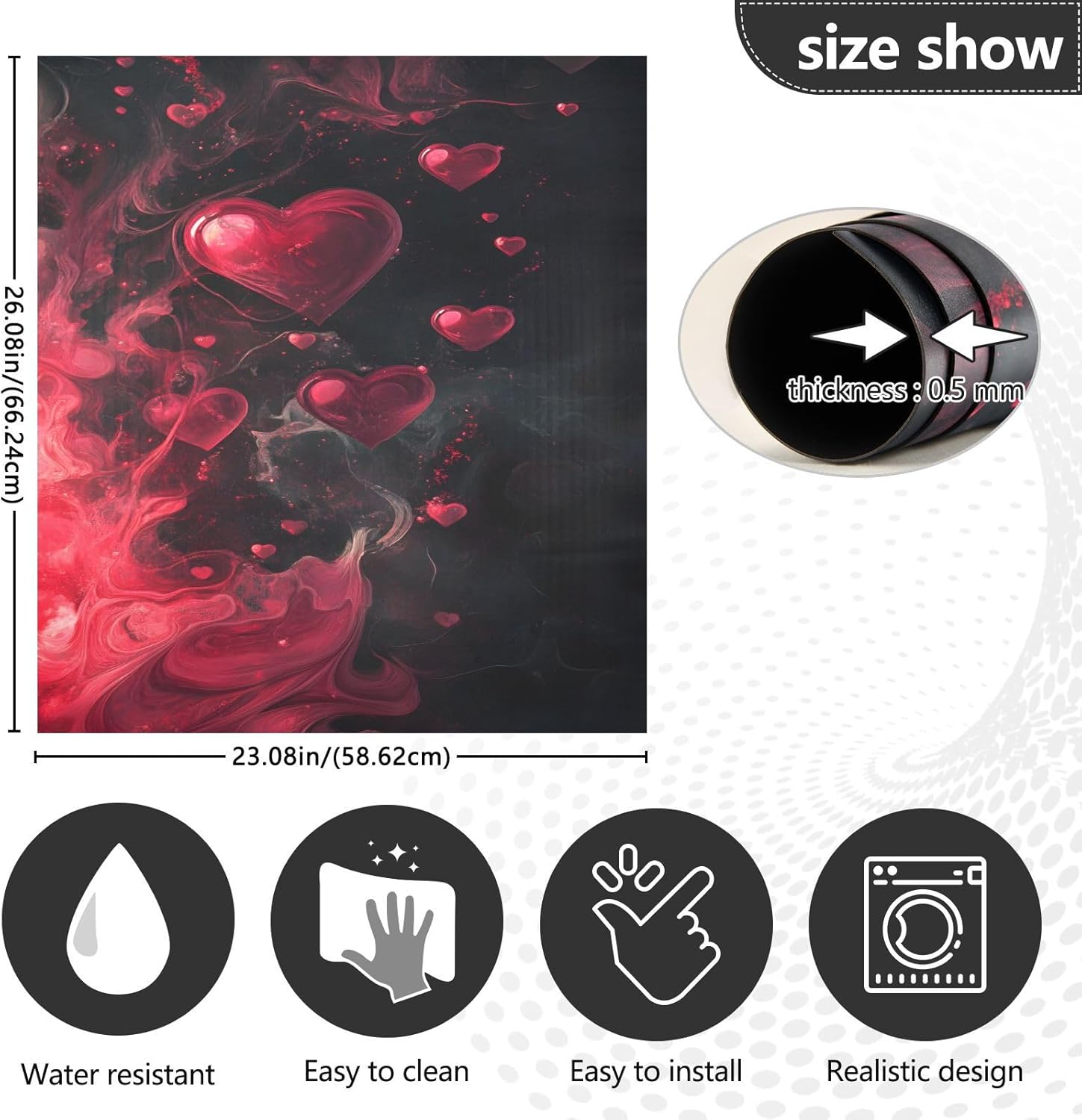 Dishwasher Magnet Cover Large Magnetic Stickers Red Heart Front Dishwasher Cover Reusable Decal for Home Kitchen Anti-Scratch Refrigerator Decorative Lid Washing Machine Laundry 23