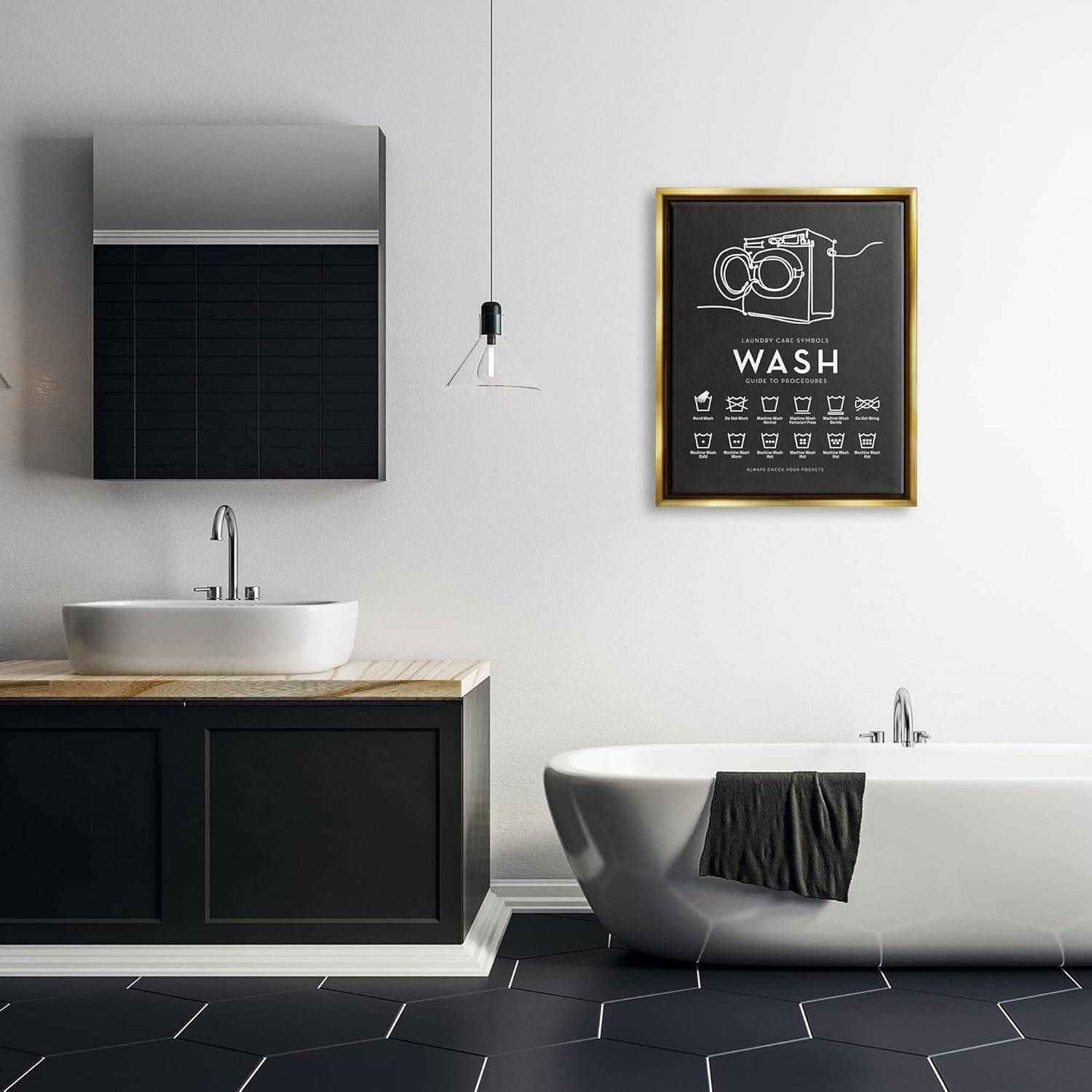 Stupell Industries Laundry Care Symbols Diagram Washing Machine Chart, Design by Lettered and Lined