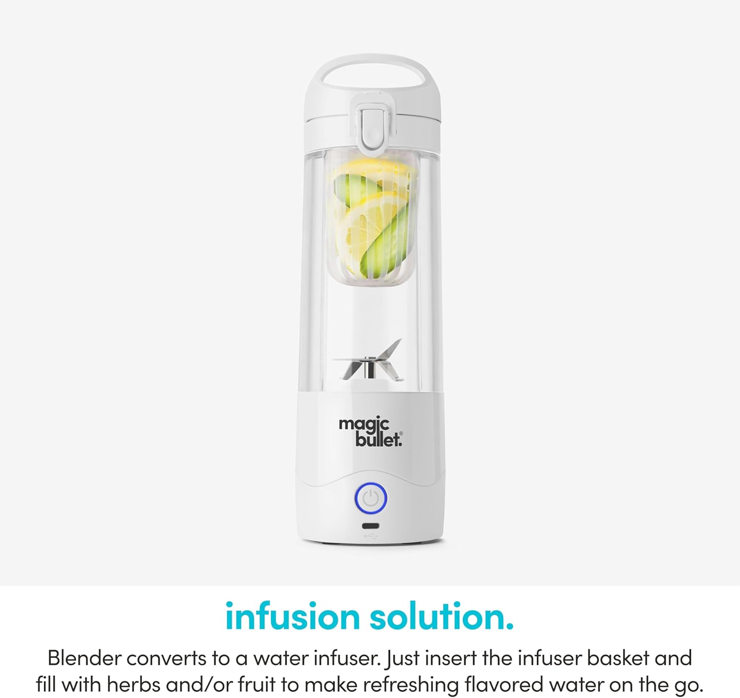 magic bullet Portable Blender MBPB50100W White and MBPB50100 Silver, 16 oz