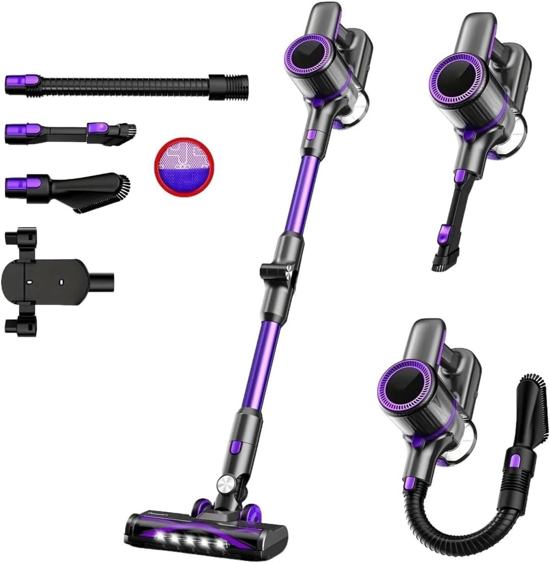Cordless Vacuum Cleaner 30Kpa 8-in-1 Stick Vacuum 180° Foldable Wand Lightweight Handheld of Home Cleaners Compatible with POWEART N700