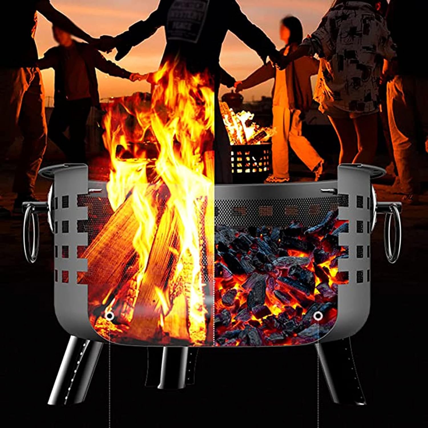 Fire Pit Firebowl Fire Pit Outdoor Heaters Backyard Patio Garden Fireplace with Grill Grate 2 in 1 Fireplace