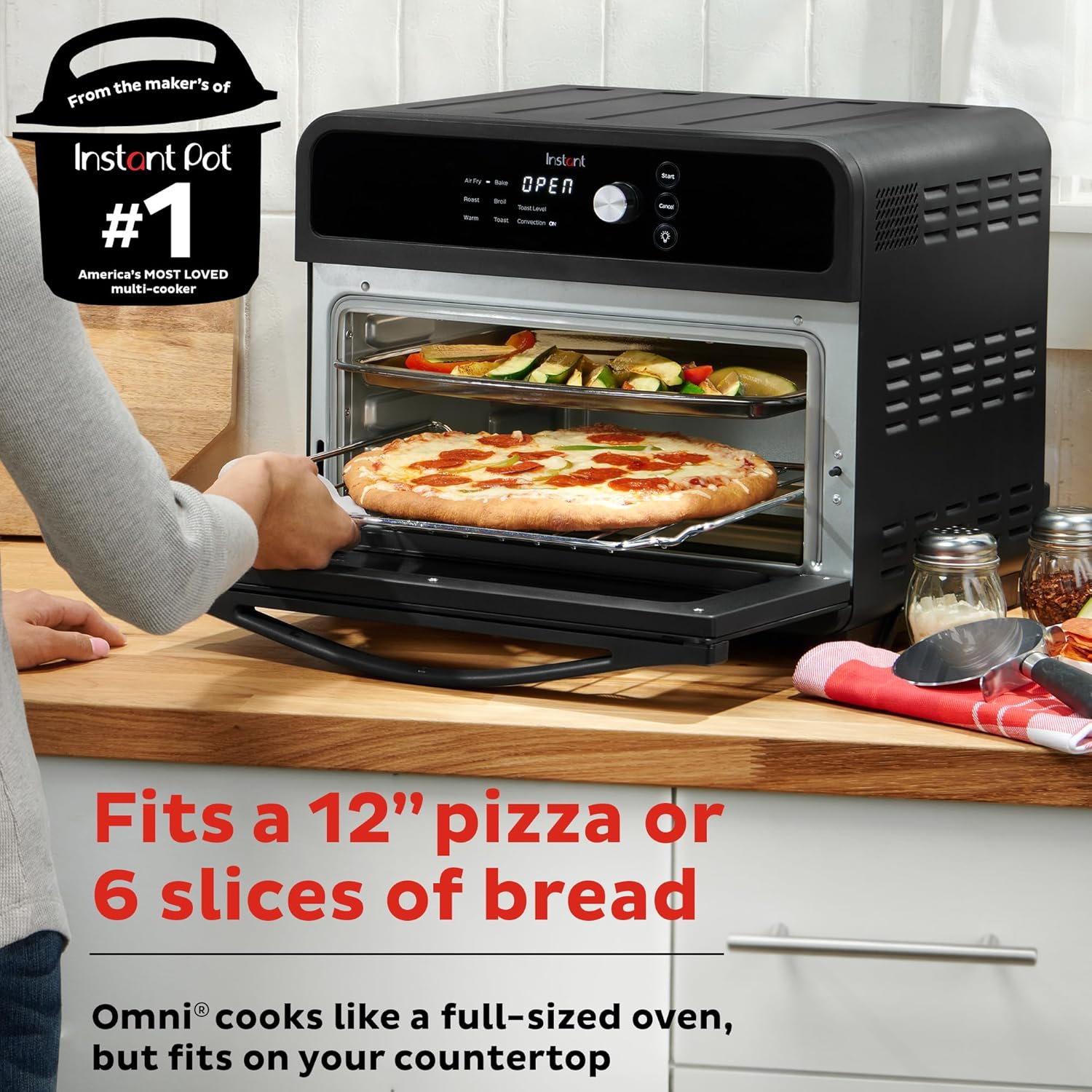Instant Pot Omni 19QT/18L Toaster Oven Air Fryer, 7-in-1 Functions, Fits 12
