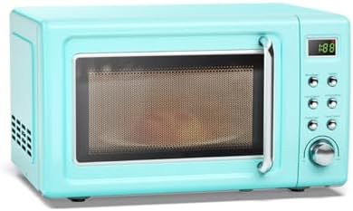 ARLIME Retro Microwave 0.7Cu.ft, 700 Watt Countertop Microwave with 5 Micro Power Defrost & Auto Cooking Function, LED Display, Child Lock, Small Microwave for Kitchen, RV, Dorm (Green)