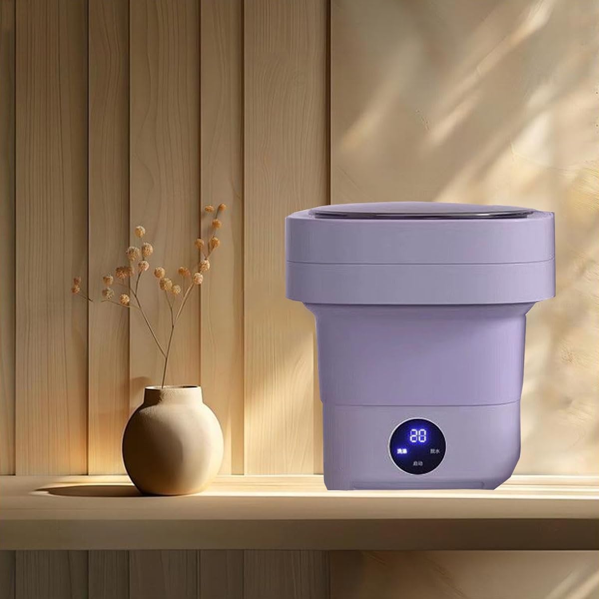 2 In 1 Mini Washer And Dehydrator Combo 8x8x12in Foldable Washing Machine 16L Capacity For Laundry, Dorms, College, RV, Hotels, Home Camping(Pink)