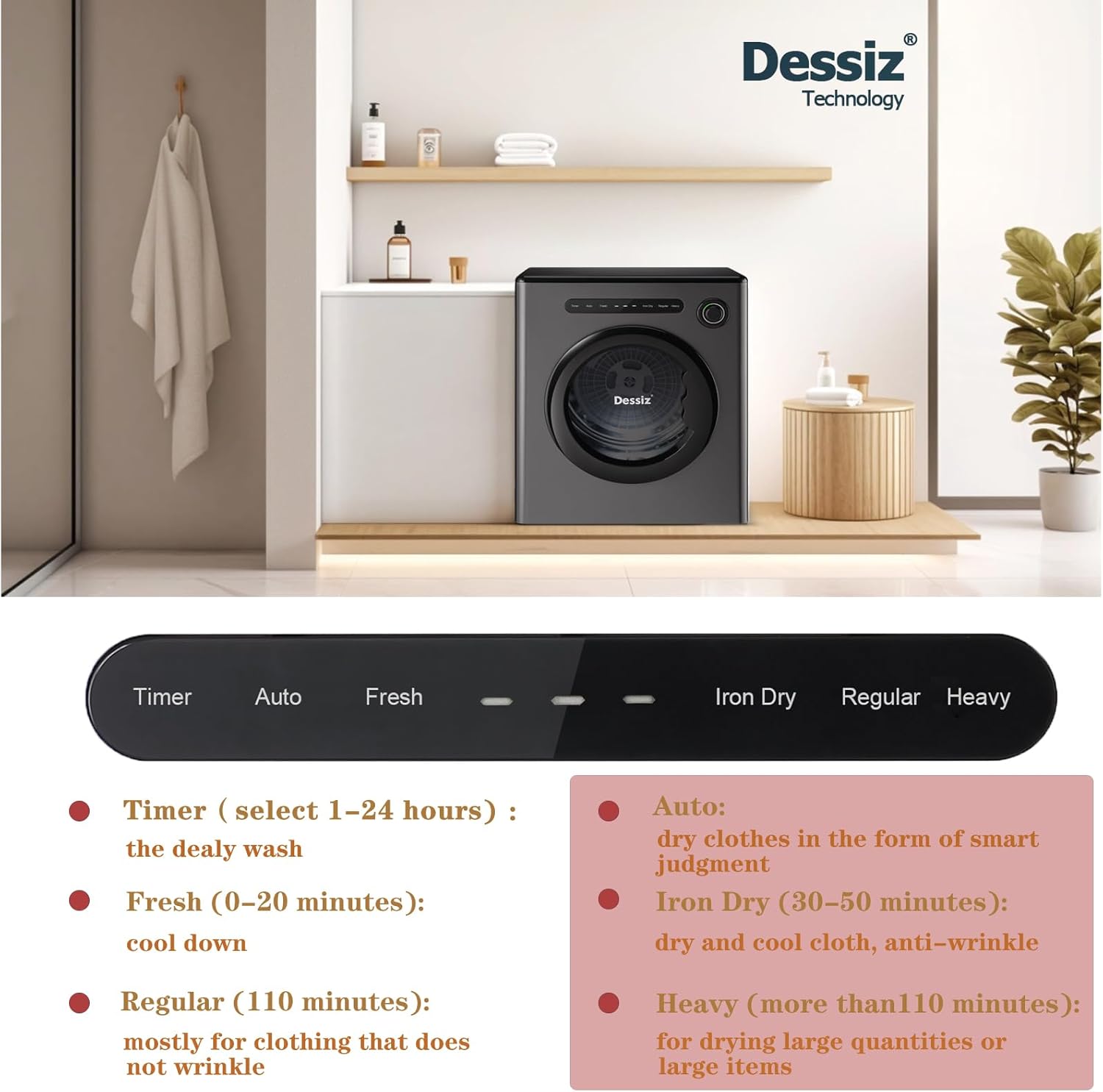 110V Clothes Dryers 950W Dryer 1.6cu.ft Front Load Stainless Steel 11lbs Electric Dryers Machine with Exhaust pipe for Apartment,RVs,Dorms,Auto Stop and Easy Control