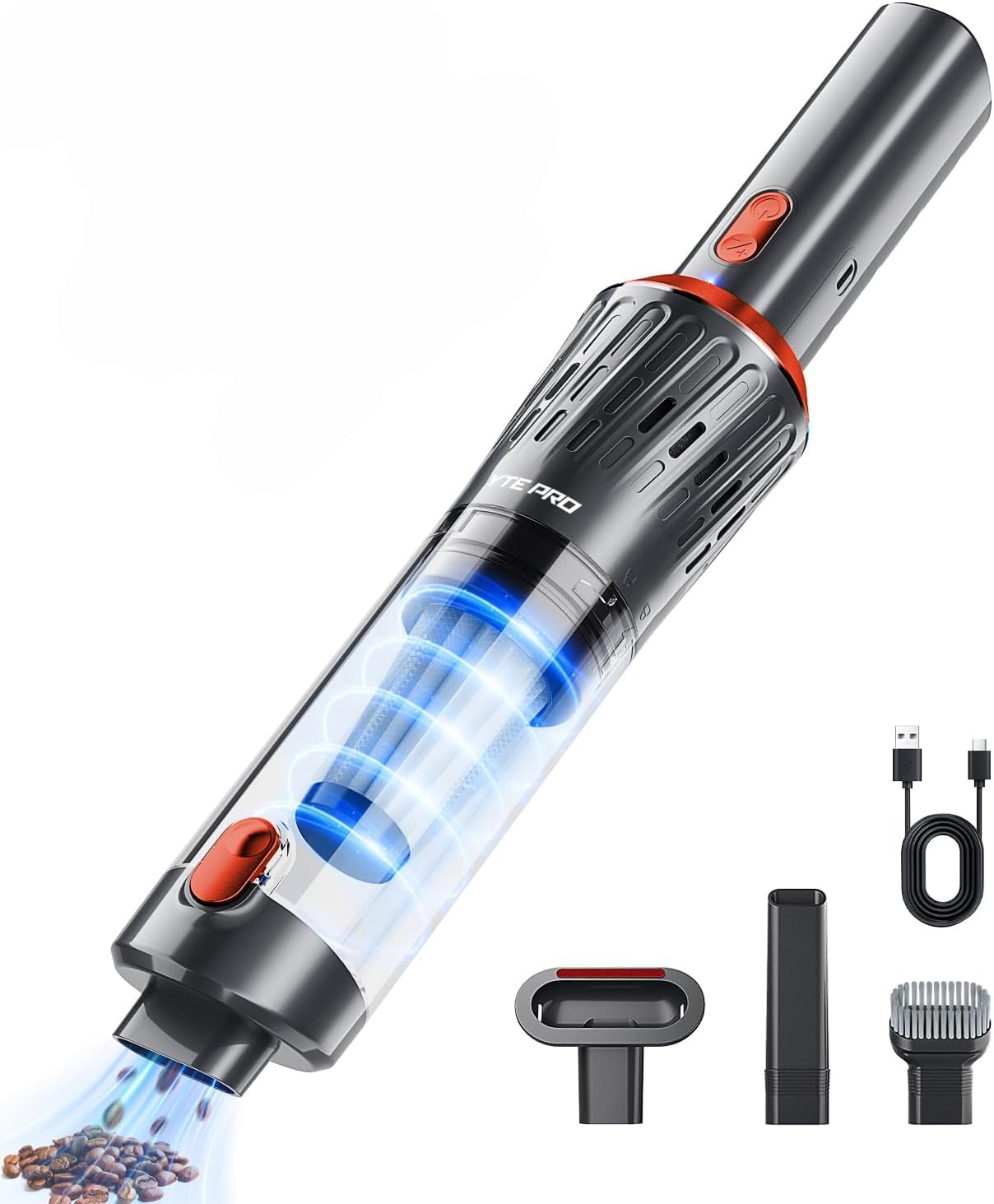 Handheld Vacuum Cordless Car Vacuum 3-in-1 Hand Held Vacuums USB Hand Vac Cordless Rechargeable One-Touch Empty for Cleaning Cars Offices Homes Pet Hair and Dust (Maroon)