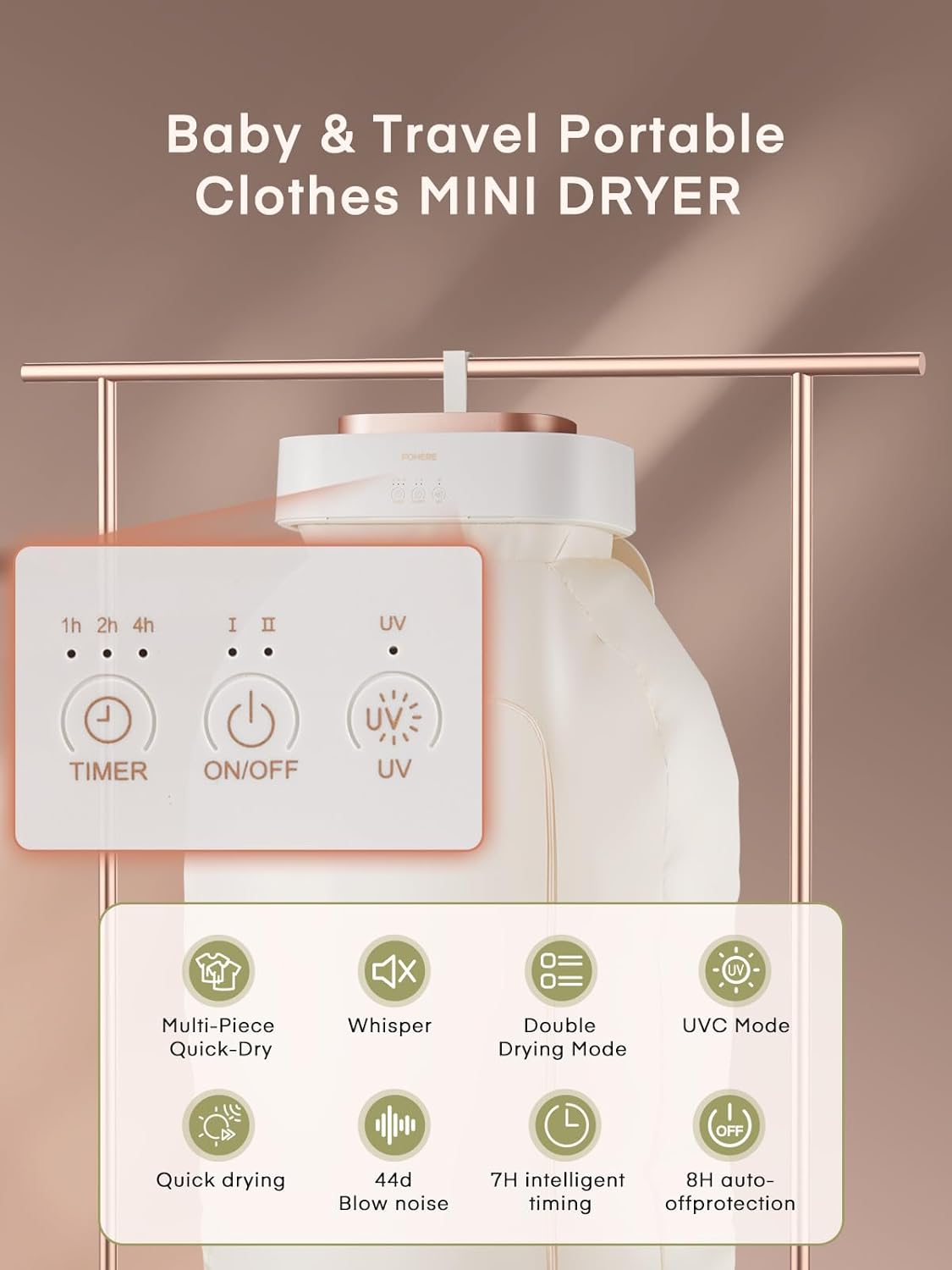 Portable Clothes Dryers, Mini Laundry Dryers with Timer Function & Dry Bag, Easy to Use Multiple Compact Dryer for Clothes, for Travel, Apartment, RV, Dorm, for Light Clothes, Underwear, Baby Clothe