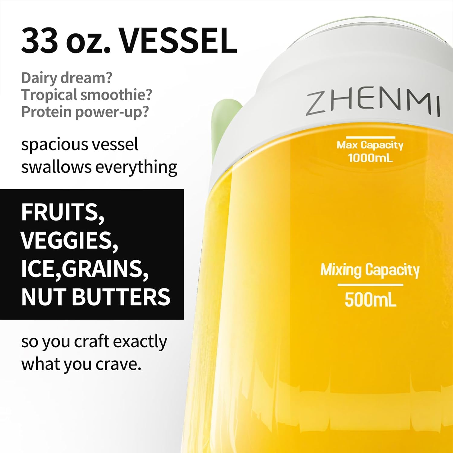 Portable Blender, 1000ml Capacity, Stainless Steel 12-Blade System, Portable Ice Crushing Juicer-for Shakes & Smoothies, BPA Free, 2 Leakproof-Lids & Straw, USB Rechargeable (green)